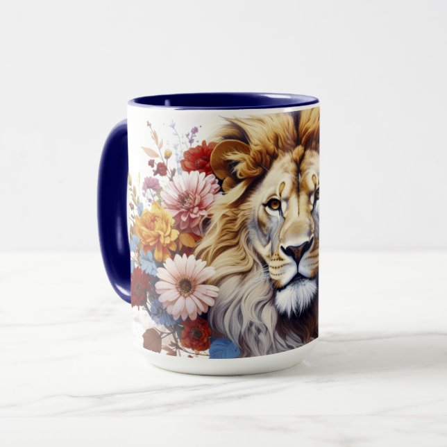 Lion Among Flowers Mug (Front Left)