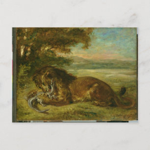 Lion and Alligator, 1863 Postcard