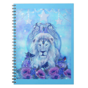 Lion and butterflies by Renee Lavoie Notepad Notebook