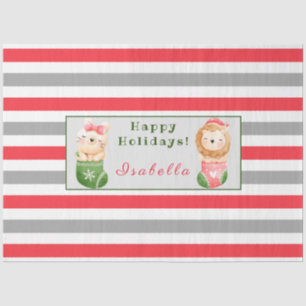 Lion and Cat Customize Text and Name Tissue Paper