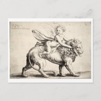lion and cherub postcard