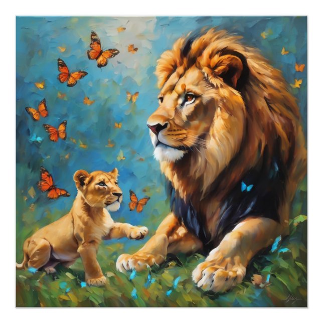 Lion And Cub Photo Print (Front)