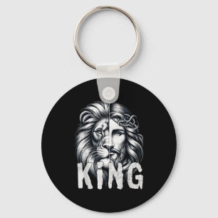 Lion And Jesus King Christian Faith Design Keychain
