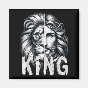 Lion And Jesus King Christian Faith Design  Magnet