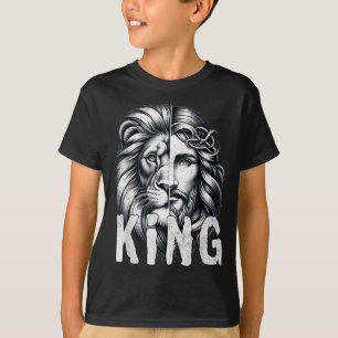 Lion And Jesus King Christian Faith Design  T-Shirt