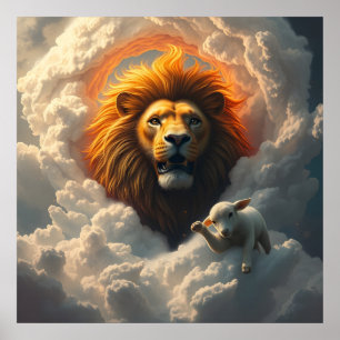 Lion and Lamb Art Poster