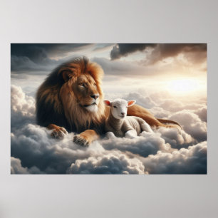 Lion and Lamb Art Poster