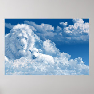Lion and Lamb Art Poster