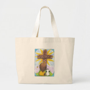 Lion and Lamb At the Cross Large Tote Bag