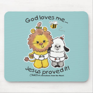 Lion and Lamb Babies Mouse Pad