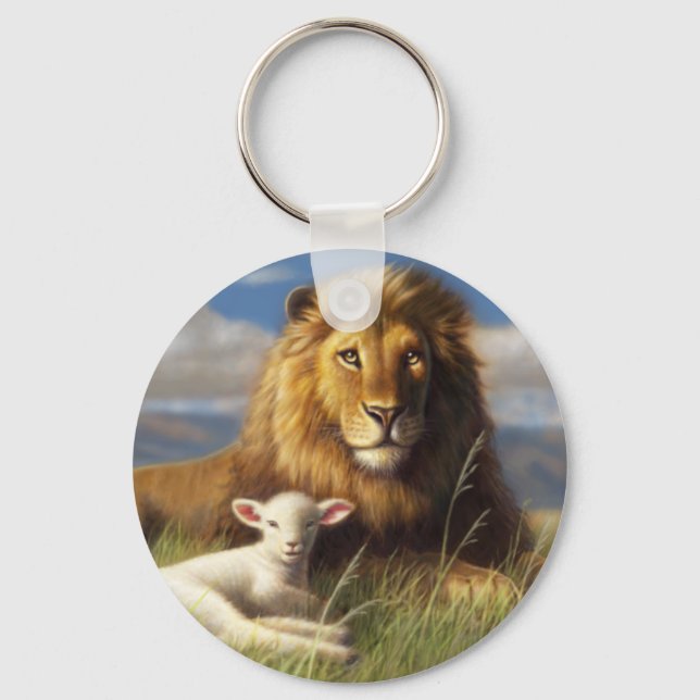 Lion and Lamb Basic Button Keychain (Front)