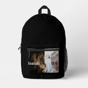 lion and lamb Bible verse backpack