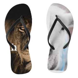 lion and lamb Bible verse Flip Flops