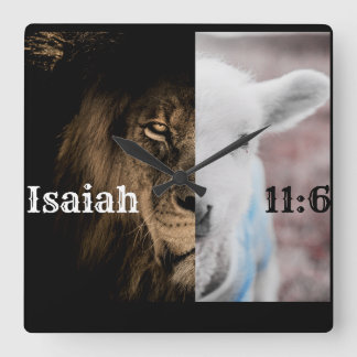 lion and lamb Bible verse wall clock