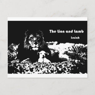 Lion and Lamb Black and White Postcard
