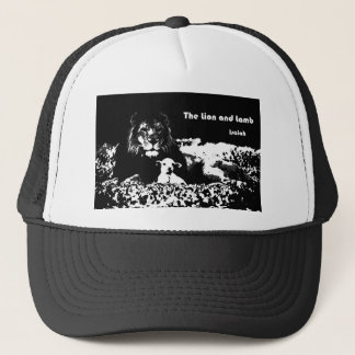Lion and Lamb Black and White Trucker Hat