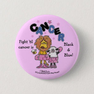 Lion and Lamb Boxers-Make Cancer Black and Blue 2 Inch Round Button