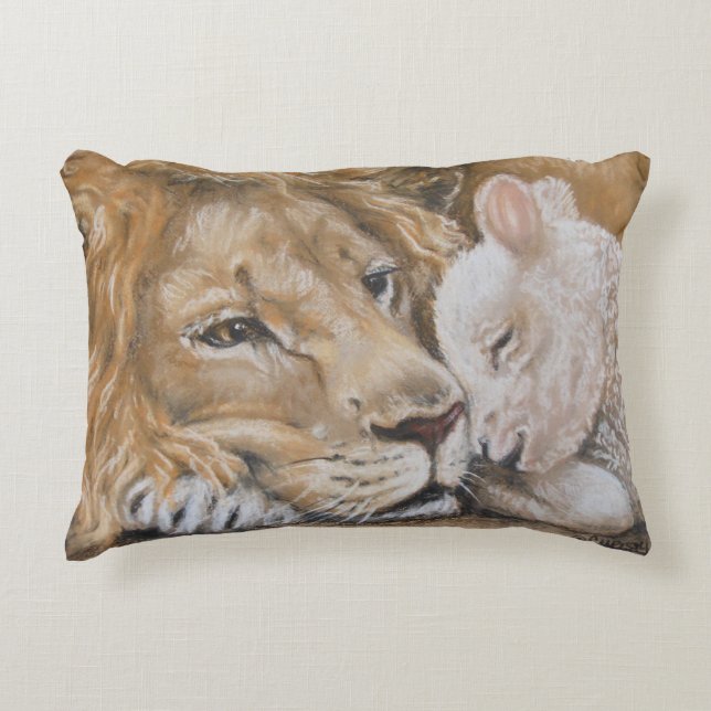 Lion and Lamb by TACS throw pillow (Front)