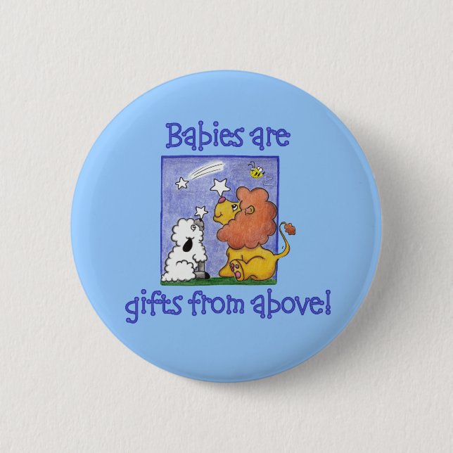 Lion and Lamb catch falling stars 2 Inch Round Button (Front)