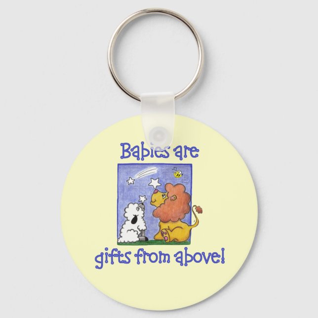 Lion and Lamb catch falling stars Keychain (Front)