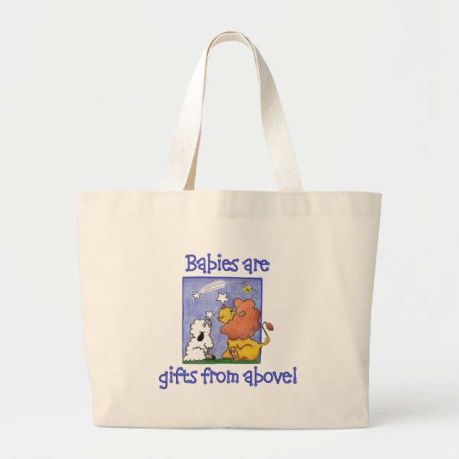 Lion and Lamb catch falling stars Large Tote Bag (Front)