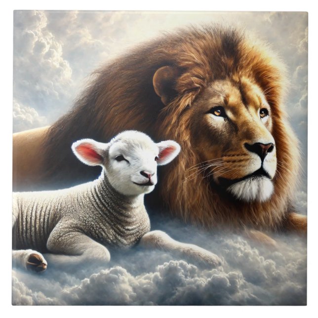 Lion and Lamb Ceramic Tile (Front)