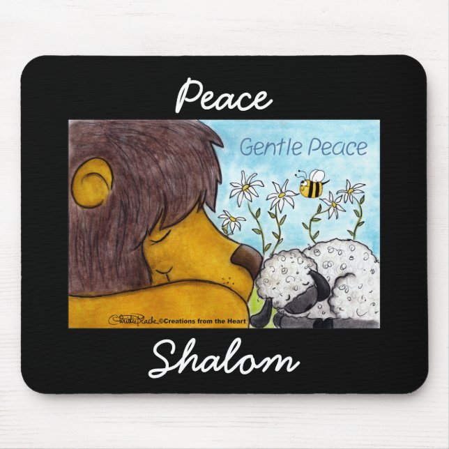 Lion and Lamb Gentle Peace Mouse Pad (Front)