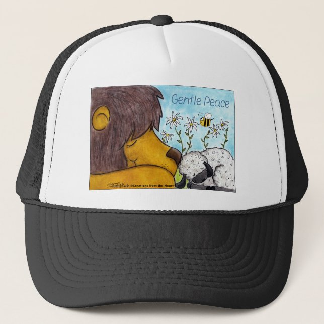 Lion and Lamb Gentle Peace Trucker Hat (Front)