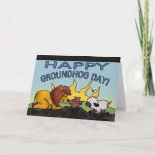 Lion and Lamb-Groundhog Day Surprise Card