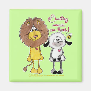 Lion and Lamb Heart Patches Magnet
