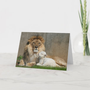 Lion and lamb holiday card