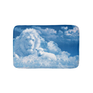 Lion and Lamb in the Clouds Bath Mat