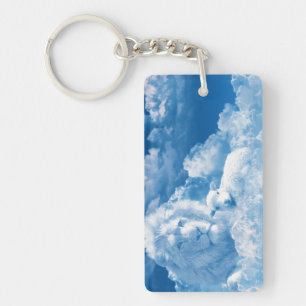 Lion and Lamb in the Clouds Keychain