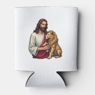 Lion And Lamb Jesus Engraved Faith Shirt 2 Can Cooler
