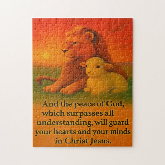 Lion and Lamb Serenity Jigsaw Puzzle (Vertical)