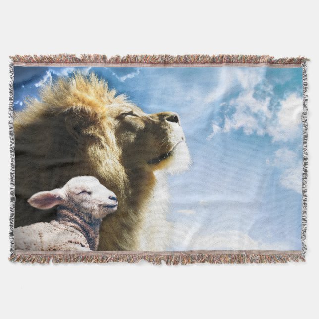 Lion and Lamb Throw Blanket (Front)