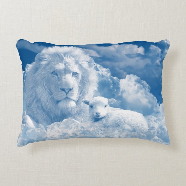 Lion and Lamb Throw Pillow (Front)