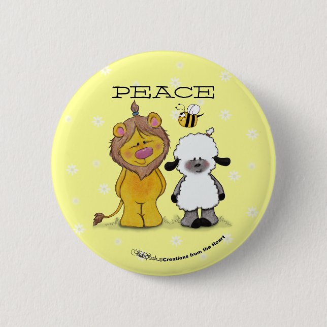 Lion and Lamb True Friends 2 Inch Round Button (Front)