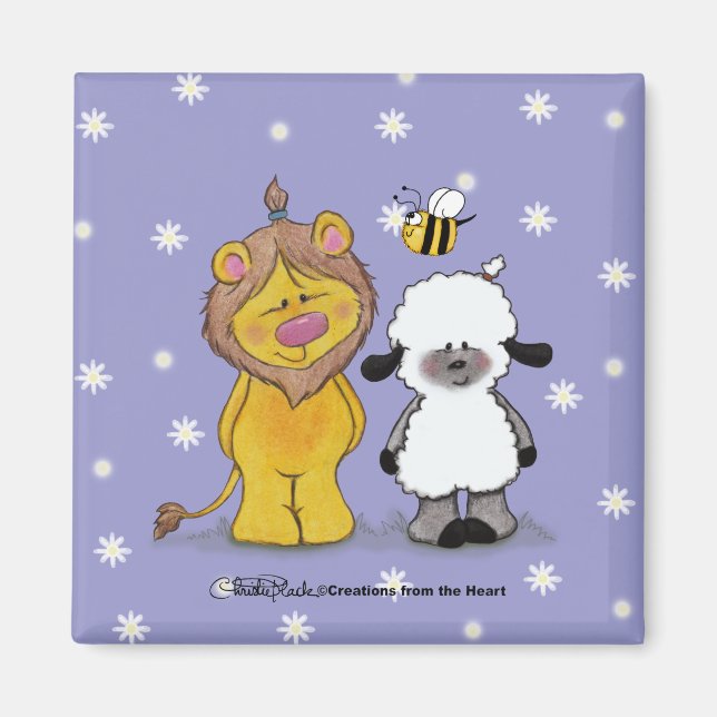 Lion and Lamb True Friends Magnet (Front)