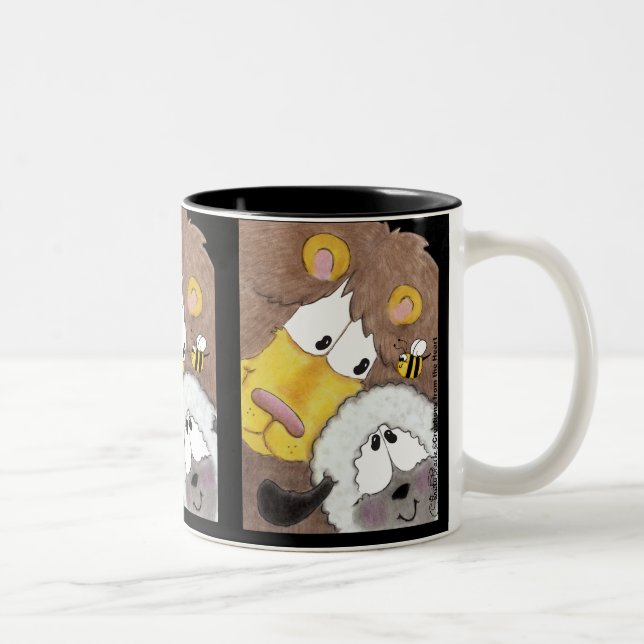 Lion and Lamb Up Close Two-Tone Coffee Mug (Right)