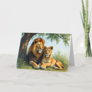 Lion and Lioness   Happy Birthday Sweetheart Card