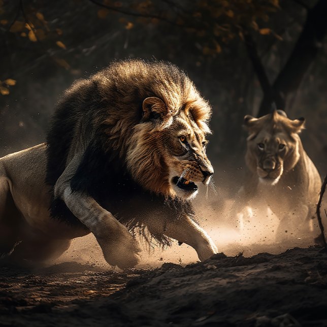 Lion And Lioness Hunt Together Jigsaw Puzzle (Creator Uploaded)