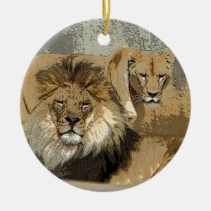 LION AND LIONESS PAIR ORNAMENT
