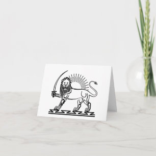 Lion and Sun emblem of Iran - black and white Thank You Card