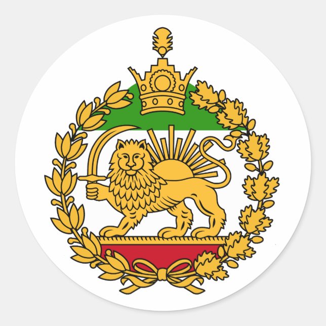 lion and sun flag of iran classic round sticker (Front)