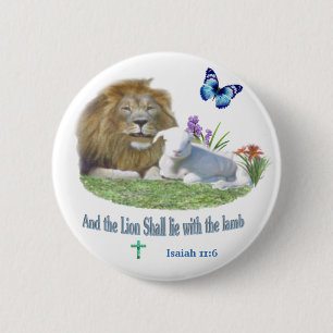 Lion and the lamb Bible verse 2 Inch Round Button