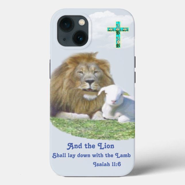 Lion and the lamb Bible verse Case-Mate iPhone Case (Back)