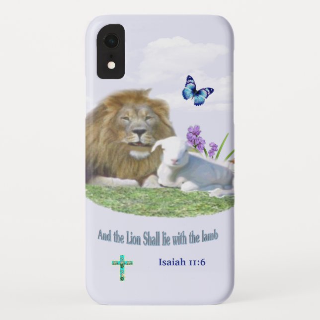 Lion and the lamb Bible verse Case-Mate iPhone Case (Back)