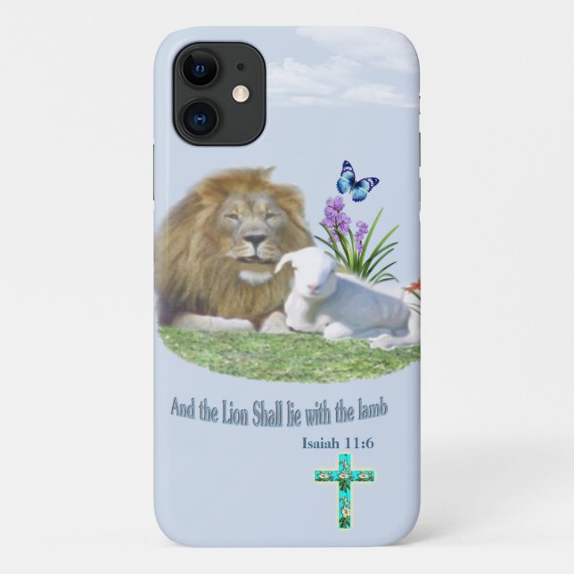 Lion and the lamb Bible verse Case-Mate iPhone Case (Back)