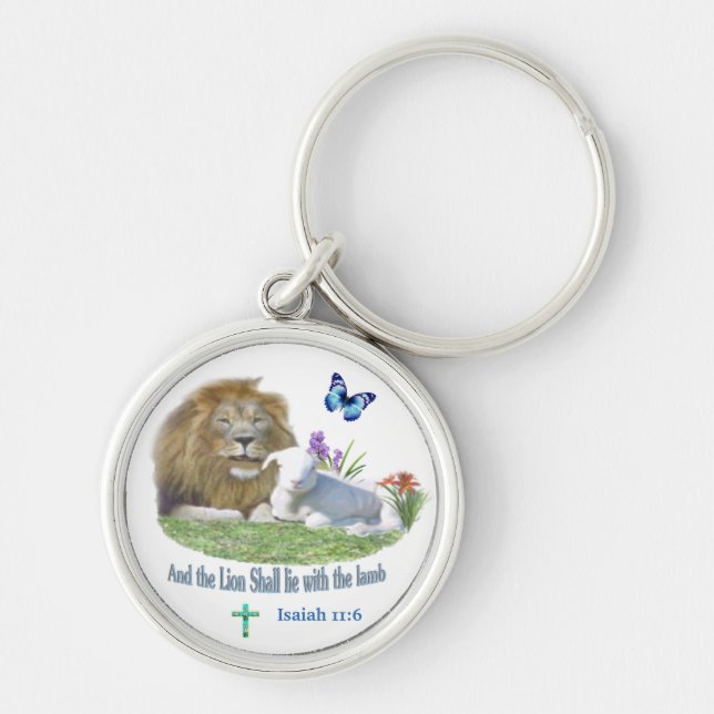Lion and the lamb Bible verse Keychain (Front)